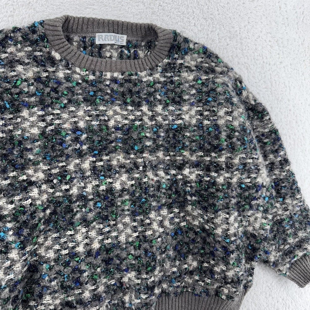 Vintage Radius Sweater Mens Large BOXY Wool‎ Blend Boucle Knit Made Italy 90s